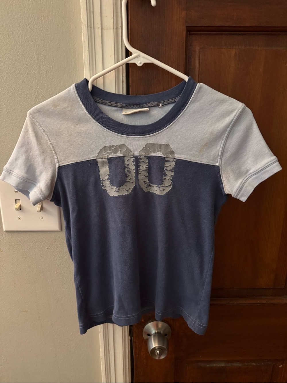 Y2K Canyon River Blues Two-Tone Blue Graphic Short Sleeve Tee Size XS-S